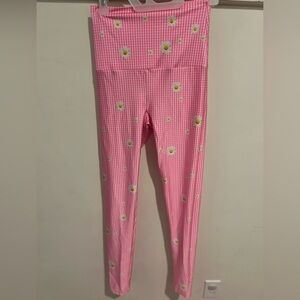 GOLDSHEEP leggings (m) pink daisy plaid